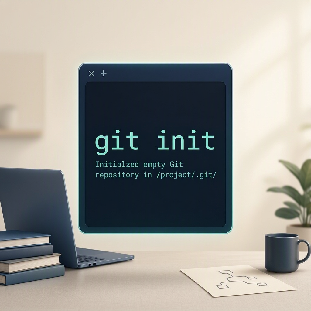 maqueta de terminal ejecutando git init