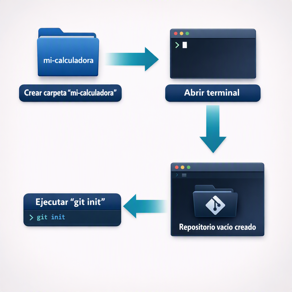 Diagrama del proceso de inicializaci&oacute;n de un repositorio Git.