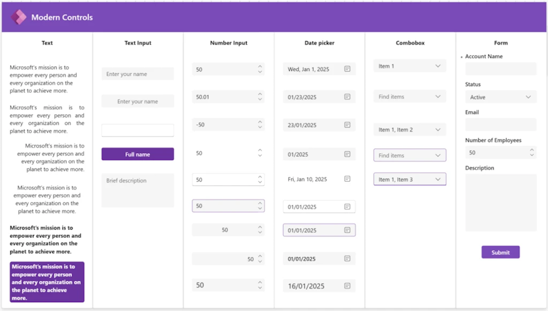 Imagen de Power Apps amplía su biblioteca con seis nuevos controles modernos en aplicaciones de lienzo
